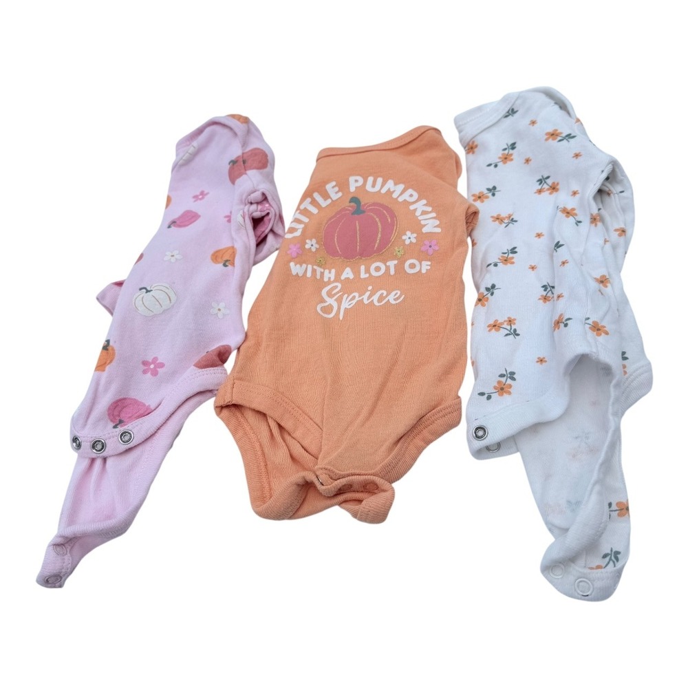 Koala Baby Bodysuit Set 0-3M Infant Girl Pumpkin Floral Fall 3pk